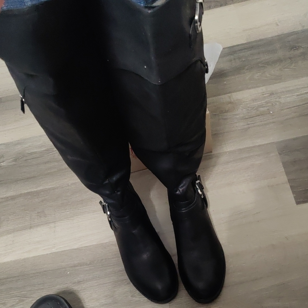 jessica cline Sleek Black Over the Knee Boots